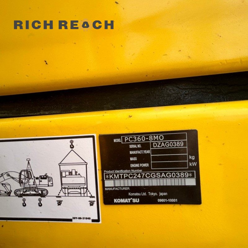 Rear engine and counterweight view – used 2018 Komatsu PC360-8 excavator price $41,667, second-hand excavator from Richreach